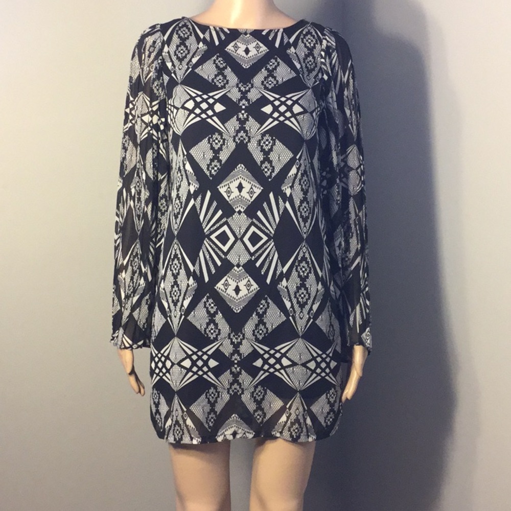 FIRE LOS ANGELES BLACK SILVER BOATNECK MINI DRESS